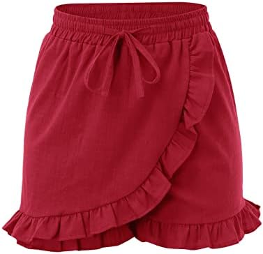 Calça curta feminina de Gufesf, mulheres casuais shorts de cordão de verão calças de cintura elástica de verão
