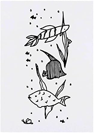 Azeeda grande 'peixe -natação' tatuagem temporária