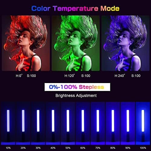 Leshiou RGB Video Vareira Luz, Photografia LED de Multi Color LED de mão com controle remoto, diminuição de 2500K-6500K CRI97+ luz LED colorida com bateria recarregável de 2500 mAh, 12 cenas de luz