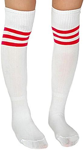 JJ Store Unissex Stripe Knee High Athletic Soccer Rugby Football Sport Tube Socks