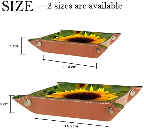 Lyetny Sunflower Flor Summer Summer Amarelo Blossom Bloom Bandejas de armazenamento Caixa de armazenamento Caddy Caddy Desktop Alteração de troca de tecla Caixa Caixa de moeda Bandejas de armazenamento de bandeja, 20.5x20.5cm