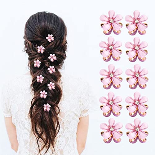 10 PCS mini clipes de cabelo em forma de flor fofos para meninas, barretas de cabelo de cristal multicolor