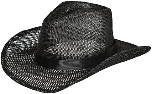 Chapéu de cowboy de palha | Preto | Tamanho adulto | 1 pc.