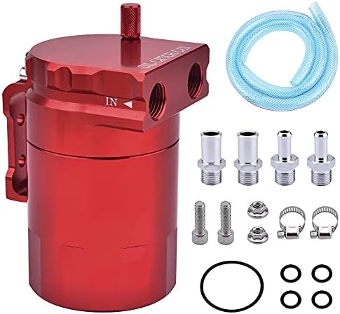 Espeeder Universal Oil Catch Can Kit desconcertado Tanque de alumínio Red 300ml com Kit de Mangueira NBR de 5 pés