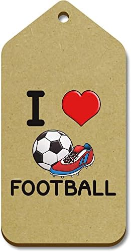 Azeeda 10 x grandes tags de presente de madeira 'eu amo futebol'