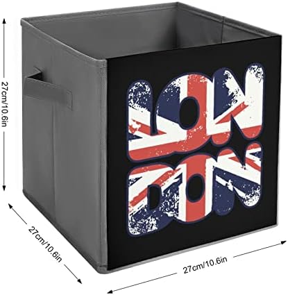 I Love London UK Flag Grandes Cubos Bins de armazenamento de lona Caixa de armazenamento de lona Organizadores do armário para prateleiras