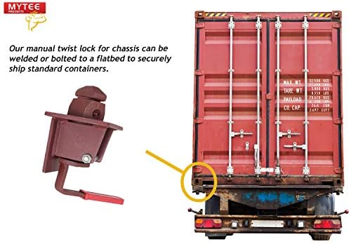 MyTee Products Sea and Rail Recipling Manual Twist Lock para chassi - aço forjado - pode ser soldado ou aparafusado em um chassi/pedestal