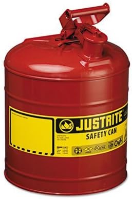 Justite 7150100 Tipo I Lata de segurança com alça de gatilho para inflamáveis, 11,75 diâmetro externo, 16,875 altura, 5 gal, aço, vermelho