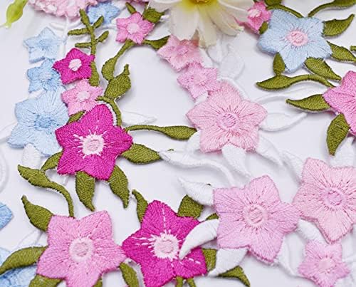 4 pedaços de 10 polegadas de ferro floral de comprimento em manchas borboleta em manchas bordadas de flores Apliques para decote