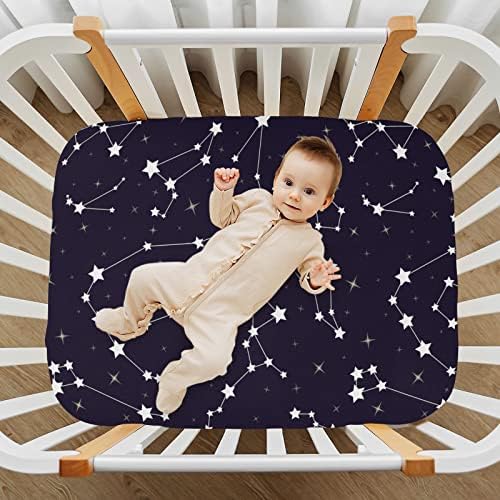 Baby Constellation Star Pattern Ficha de berço para meninos meninas, lençóis de colchão de criança, folha de colchão de berço