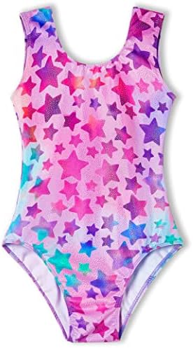 Tenvda Girls collants para roupas de ginástica Sparkle Kids Kids de uma peça colorida de roupas de dança de 2 a 12 anos