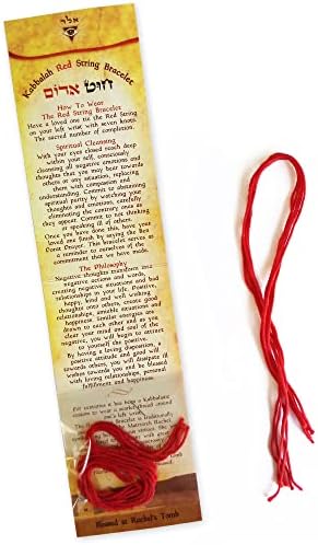 Pacote de pulseiras de corda vermelha de 5 a 12 ”da Kabbalah - feitas em Israel. Inclui bênção inglesa e hebraica, explicação e instruções - tecidos de algodão - Proteção contra o Evil Eye