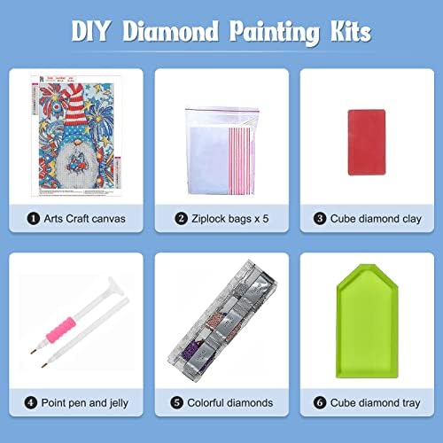 Kits de pintura de diamante para adultos, broca completa comemora os kits de pintura de diamante do Dia da Independência, DIY 5D