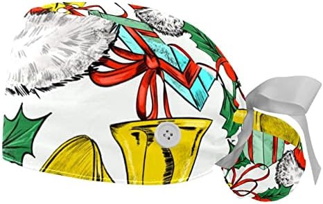 Yoyoamoyy aquarela e fofa árvore de Natal Mulheres de trabalho com botões e banda de suor, gravata elástica