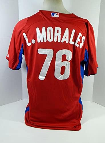 2011-13 Philadelphia Phillies L. Morales 76 Game usou Red Jersey St BP 46 07 - Jogo usou camisas MLB