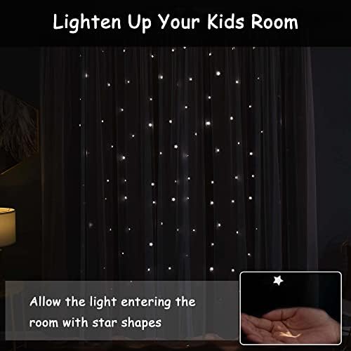 Cortinas de recortes de estrela Kinryb Corações decorativas Cortinas decoração do quarto do bebê Cor cortinas de 2 camadas isoladas