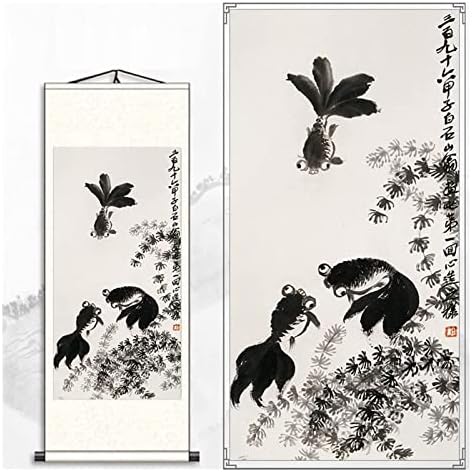 Pintura de parede Qingxun Fengshui Silk Scroll Painting Collection da paisagem de Qi Baishi x40)
