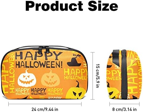 Bolsa de bolsas portáteis de organizador eletrônico Happy Halloween Pumpkin Travel Storma de cabo para discos rígidos, USB, cartão SD, carregador, banco de energia, fone de ouvido