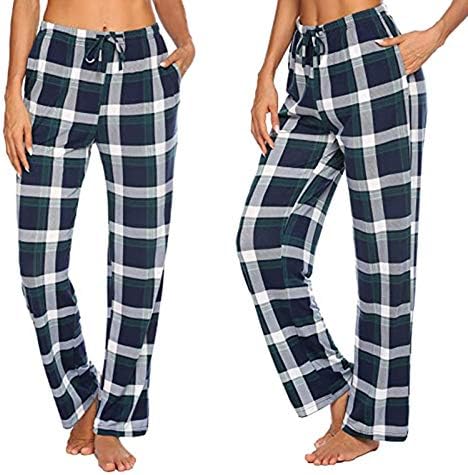 Butt High Caist Yoga Calça feminina Casual Firmas xadrezas de pijamas Pontas de perna larga pernas femininas leggings e ioga
