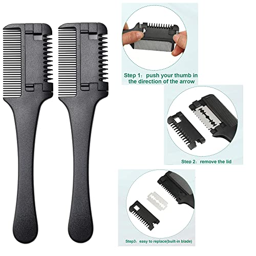 4 PCS Cutter de cabelo pente de cabelo dupla face Razor pente de pente fino Fina