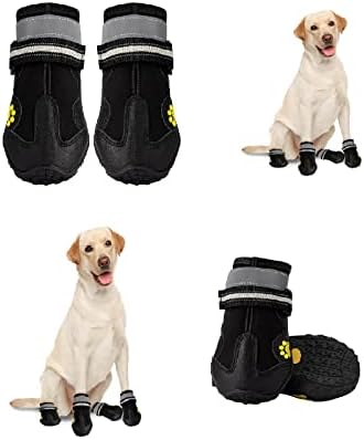 Baowi Shoes de cachorro impermeabilizados para cães médios pequenos, botas de chuva de cachorro botas de neve com sola refletiva