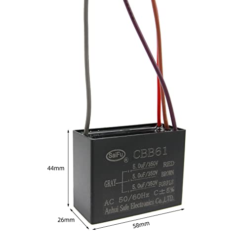 AkzyTue CBB61 Capacitor 5UF+5UF+5UF 350V CA TETENHA FAM 4 FIE 50/60Hz para iniciar o motor da bomba de gerador de ventilador elétrico