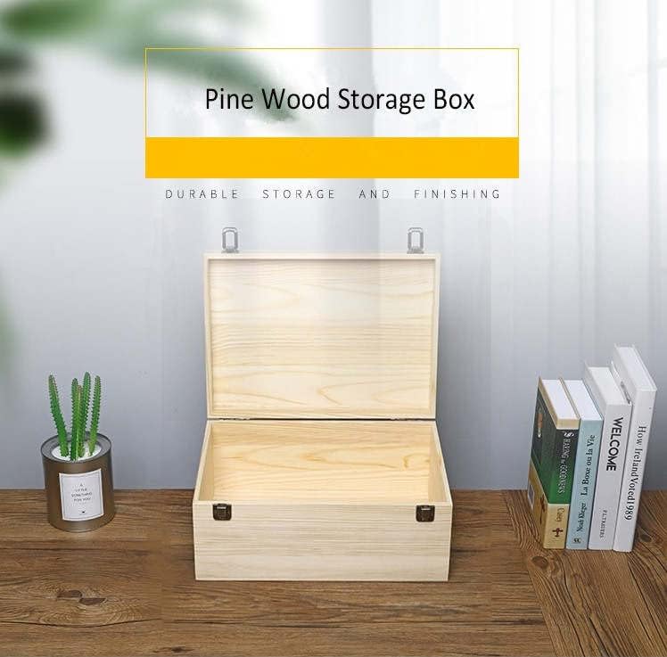 14 x 10 x 6,5 - caixa de madeira grande com tampa articulada - caixa de madeira inacabada - caixas de madeira de pinheiro