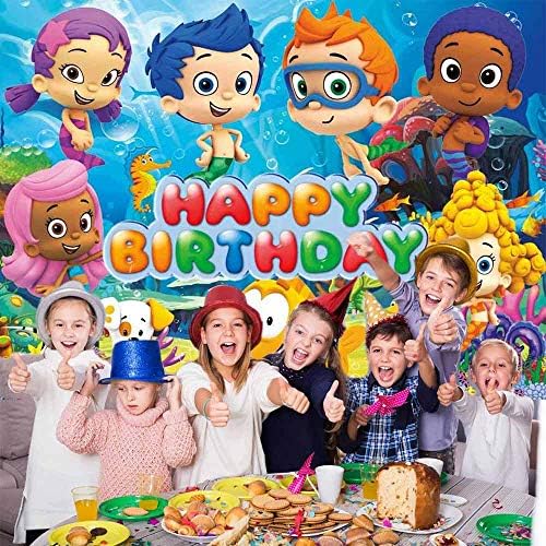 Cenário de bolhas Guppies | Banner de aniversário | Chá de bebê | Recém -nascido | Suprimentos de festa | Antecedentes | Fotografia