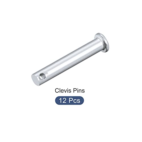 Metallixity Clevis Pins 12pcs, pino de fixador de aço carbono de cabeça plana única - para dispositivos de metal,