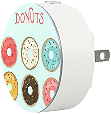 2 Pacote de plug-in Nightlight LED Night Light Donut Ilustrações com sensor do anoitecer para o quarto para o quarto de crianças,