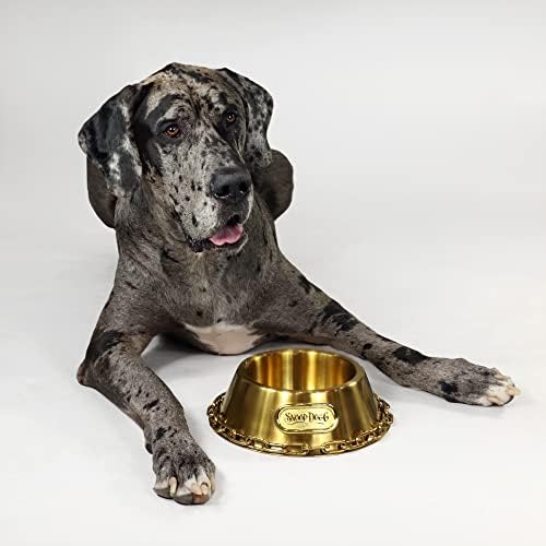Snoop Doggies Doggs Deluxe da Chain Pet Bowl, Ouro, Pequeno