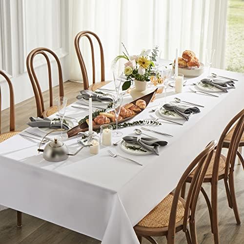Mysky Home Toelas de mesa brancas para mesas de retângulo - Tabela de toalha de mesa de 60 x 102 polegadas Tabela lavável para mesa de mesa de tolo de tabela de poliéster de 6 pés para mesa de buffet, festas, jantar de férias, casamento