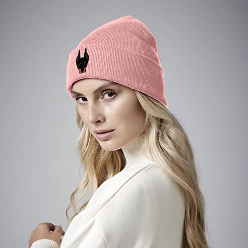 Bang Tidy Roupas Doberman Beanie Knit Hat - Gifes para amantes de cães para mulheres - Chapéus de inverno para mulheres bordadas