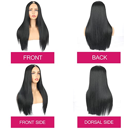 Scentw Straight V Part Part Wig Black Upgrade U Parte perucas para mulheres negras clipe de cabeça cheia sem gluia em extensões