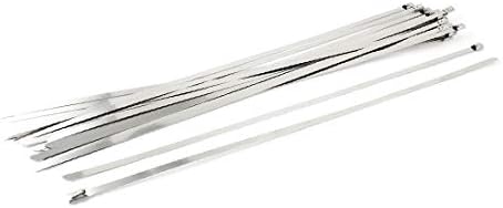 X-Dree 20pcs 13,8 Longo 4,6 mm de largura de aço inoxidável Banda de cabo pulverizada Banda de cabo (20pcs 13,8 '' Largo 4,6 mm