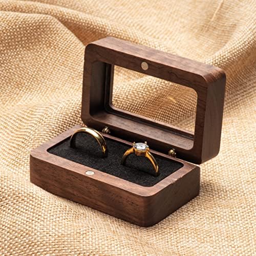Cosis 2 Pacote caixa de anel de madeira para cerimônia de casamento