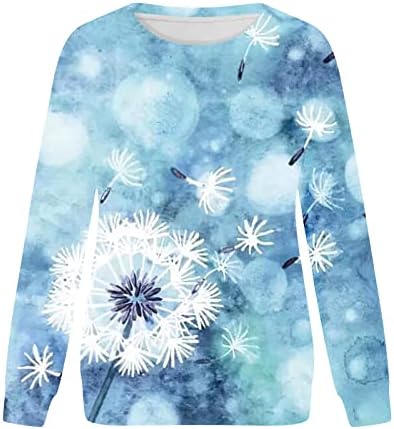 Selto de neon feminino Tops Tops Crewneck Soly Casual Tunics Ladies Camiseta Cute Cleda Nature Dandelion Tees Graphic Tees