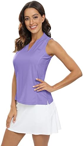 Jinshi feminina sem mangas camisas de pólo de golfe v capa esportiva de pescoço upf50+ camisas de tênis Quick seco