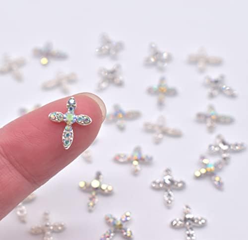 Lifoost 30pcs encanta de unhas cruzadas para unhas artes 3d strass de luxo jóias cruzadas jóias de cristal pregos com traseiro