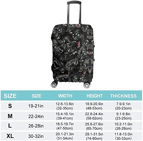 Padrão de lobo zangado Viagem Luggage Capa Protector Protetor Elastic Washable Capas de bagagem se encaixam em 19-32 polegadas