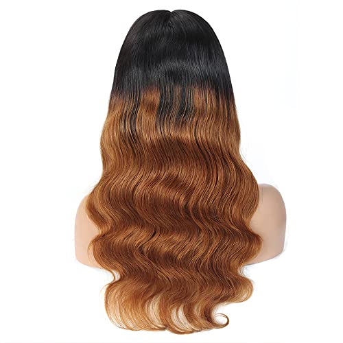 Lorauroga Brown ombre Wigs de faixa para o cabelo humano onda 1b30 ombre marrom perucas de faixa de cabeça média perucas auburn 130% densidade grau 8a Remy Brasil Human Human Machine feita de 16 polegadas
