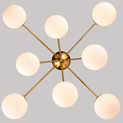 Holkirt elegante e moderno globo semi descarga luz de teto, 8 lustres leves de meados do século Sputnik