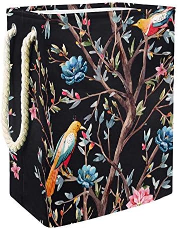 Árvore de floração da primavera de Indicultura com pássaros 300d Oxford PVC Roupas impermeáveis ​​cestas de roupas grandes