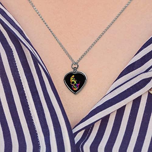 Colorido caveira feminina feminina em forma de coração jóias de pingente de pingente de pingente para as cinzas de gato de cão de estimação