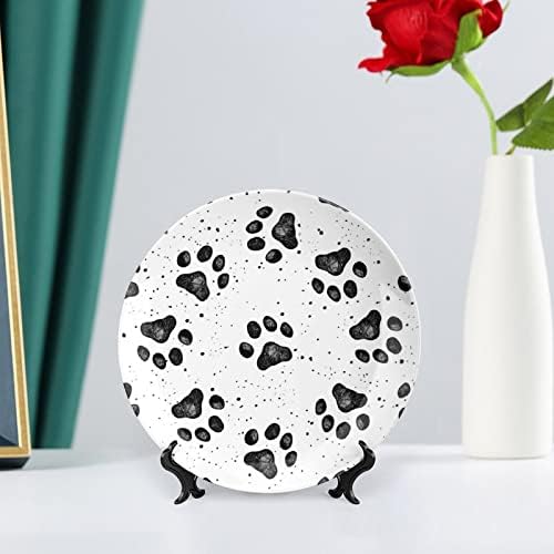 Placas decorativas de pata de cachorro Placas de cerâmica decoração de parede com suporte para o ornamento do escritório