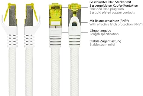 Python Series Ethernet LAN Patch Cable com proteção de trava RNS e malha de nylon branca 25 m