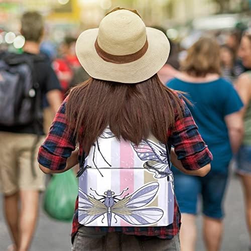 Tbouobt Leather Travel Mackpack Laptop Laptop Casual Mochila Para Mulheres Men, Listradas de Dragonfly Butterfly Art