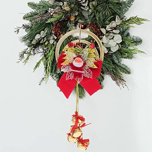 Nuobesty 2pcs santa sinos de madeira de parede de madeira árvore de natal decoração de férias decoração de natal arredor externo