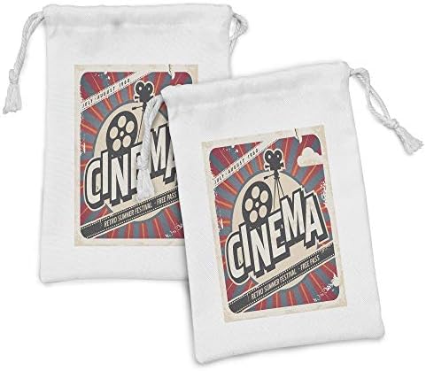 Conjunto de bolsas de tecido vintage de Ambesonne de 2, filme de cinema retro cinema textura de papel vintage hollywood estrelas