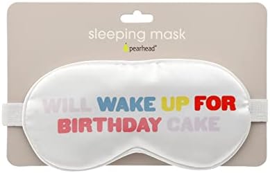 Pearhead vai acordar para máscara de sono de bolo de aniversário, acessório de sono de aniversário, máscara de sono ajustável,